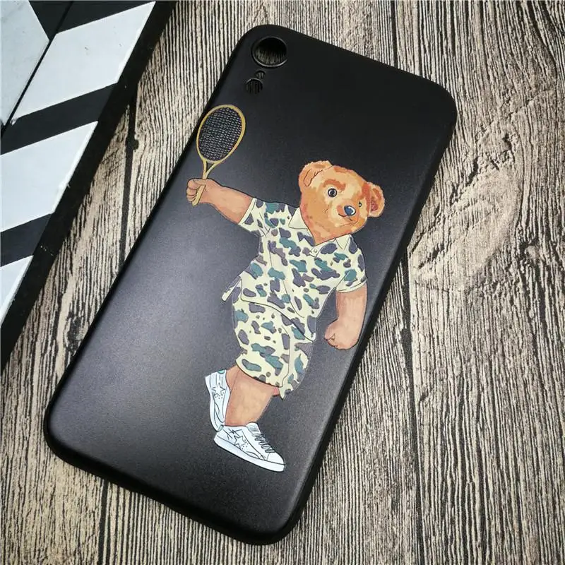 mc Французский роскошный мягкий чехол для телефона с медведем для iphone X XS MAX XR 8 7 6 6s plus матовый Силиконовый чехол s 3D супер рельефный чехол fundas - Цвет: mc