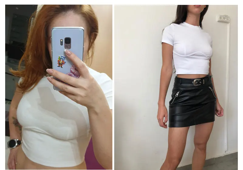 HEYounGIRL Повседневный базовый белый укороченный топ, футболка, элегантная женская футболка с коротким рукавом, топ, высокая уличная хлопковая футболка, женские летние футболки