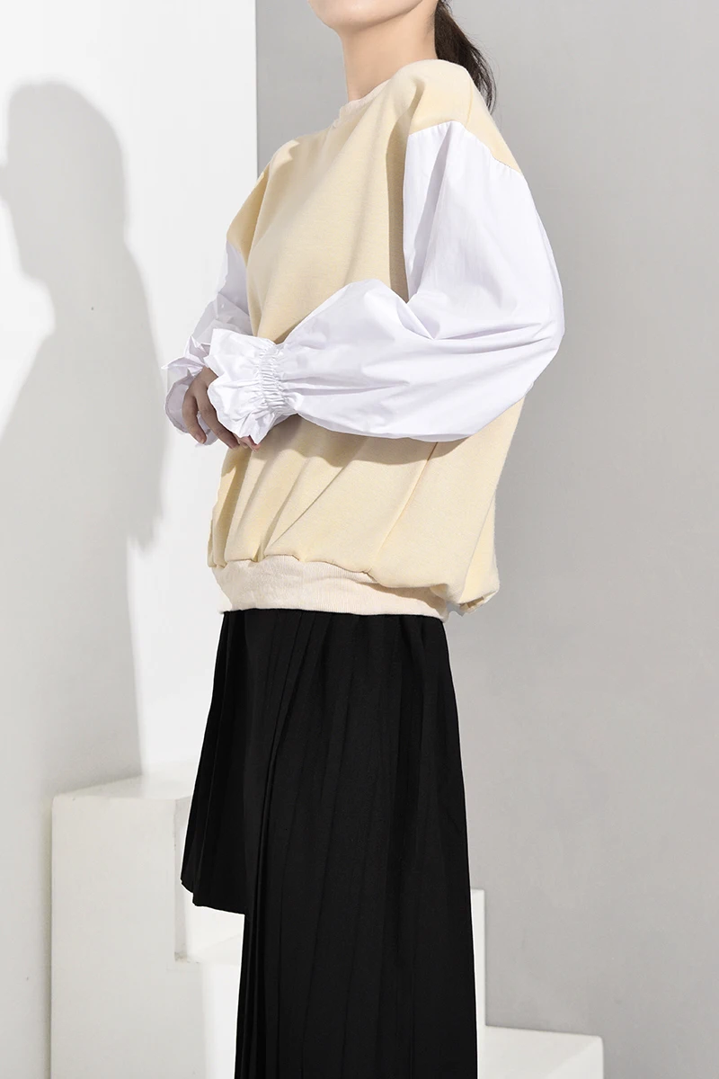 Женская плиссированная Толстовка DEAT свободная толстовка контрастных цветов с