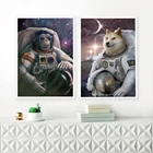 Животные, собака, орангутан, астронавт, постеры и принты, Космическая живопись на холсте, Современная научная настенная живопись, офисное и домашнее украшение