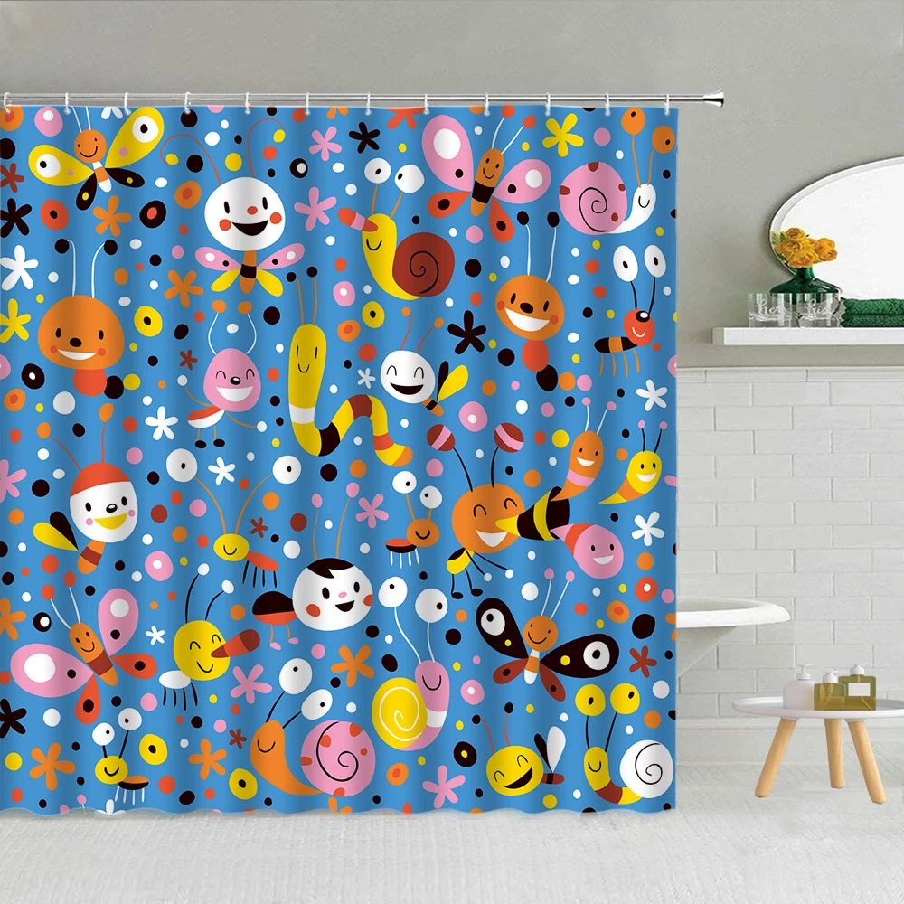 

Cartoon Shower Curtain Animal Elephant Flowers Snowman Santa Claus Christmas Decorations BathroomCurtains Kids Birthday Decor