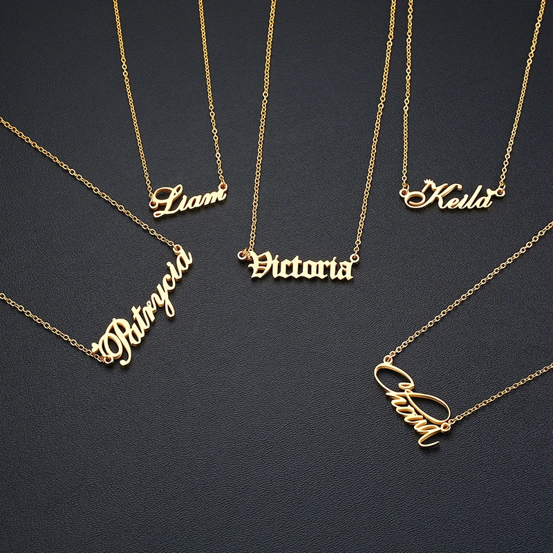 

Vnox Personalized Name Necklace Custom Made Any Name Font Stainless Steel Metal Women Jewelry