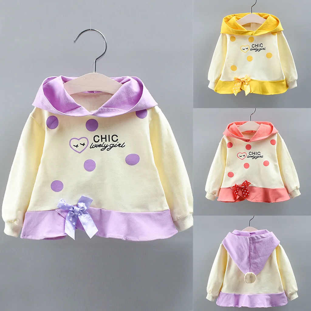 Толстовки с капюшоном укороченный топ для маленьких девочек топы в горошек