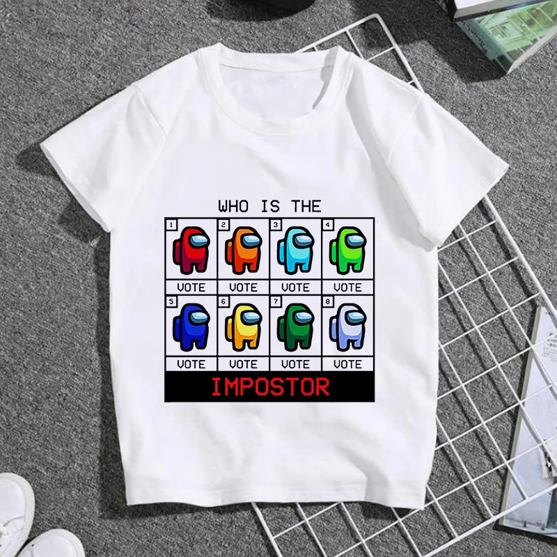 

2020 Cartoon Games T Shirt Kids Clothes Summer Short Printed Among Us t-shirt Boys Streetwear Children Tops