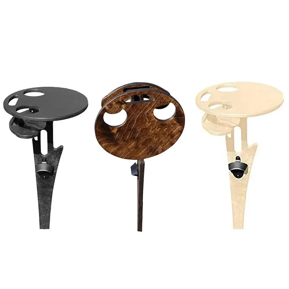 

Outdoor Folding Wine Beer Table Glass Portable Wooden Picnic Rack Collapsible Foldable Round Garden Plegable Beach Travel