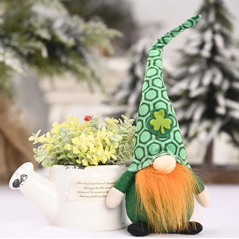 Irish March Festiva Day Gnome Leprechaun Shamrock Handmade Swedish Tomte Plush Toys Doll Home Ornaments images - 6