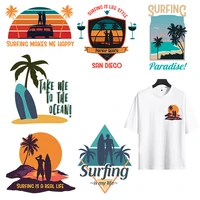 coconut tree iron on patches for diy heat transfer clothes t shirt thermal transfer stickers decoration printing for children