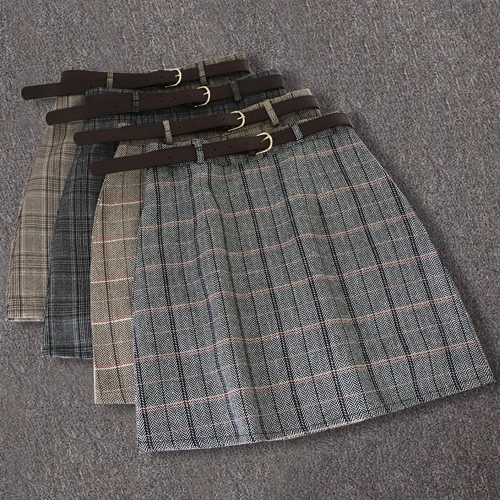 

cintura alta acima do joelho, saia clássica casual para trabalho no escritório de coreano imperial mini saia com cinto