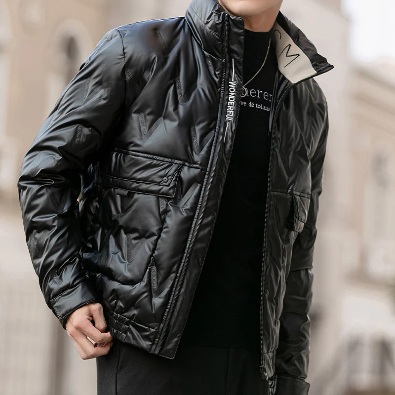 

Men's down jacket men's winter 2020 new light white duck down warm jacket three-dimensional bright face short