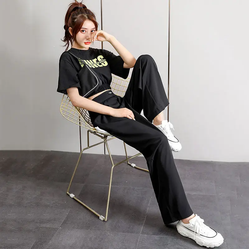 

Wide-leg Pants Women's High Waist Drape New Spring 2021 Loose and slim straight black floor-sweeping casual suit pants