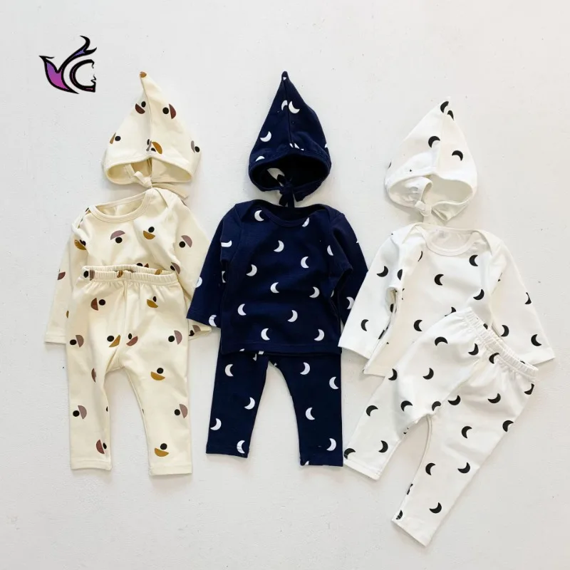 

Yg Infant Set Autumn Printing 0-3 Year Old Boys And Girls' Pajamas Home Clothes Three Piece Set Children's Long Sleeve Set