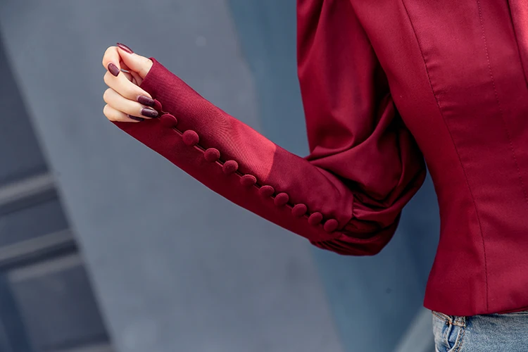 Весна 2020 Новая Винтажная Красная футболка с длинным рукавом и вырезом лодочкой