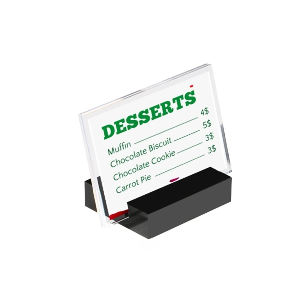 

75*55mm Paper Name Card Frame Acrylic Label Case Small Price Tag Display Desk Sign Holder Stand