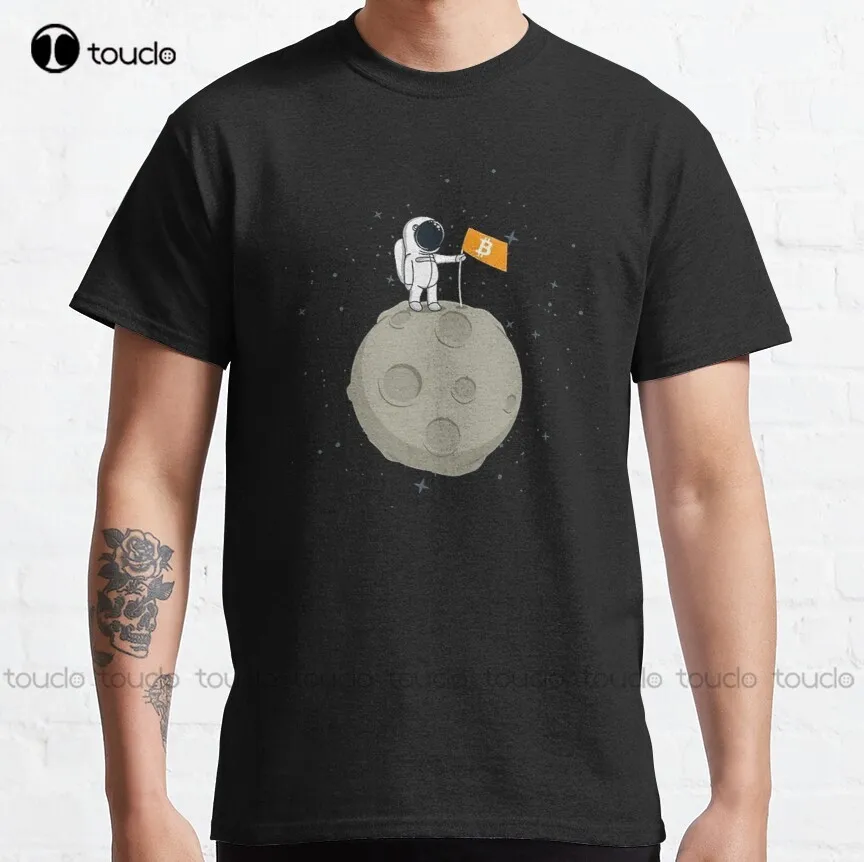 

Bitcoin Moon Classic T-Shirt Custom Aldult Teen Unisex Digital Printing Tee Shirt Custom Aldult Teen Unisex Fashion Funny New