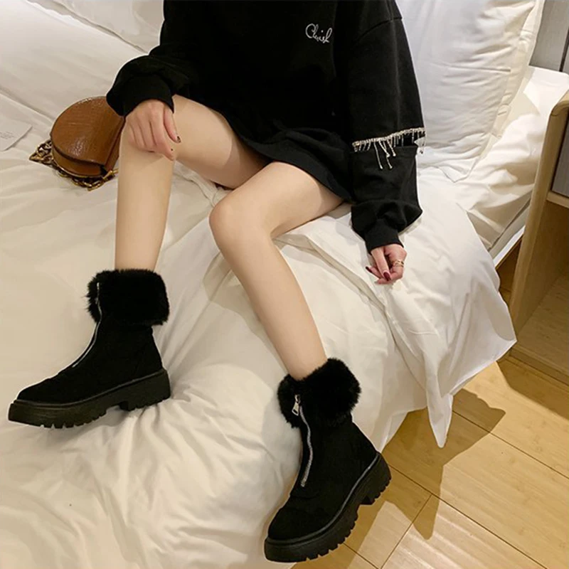 Ботинки-Челси зимние Нескользящие на массивном каблуке с молнией спереди | Обувь