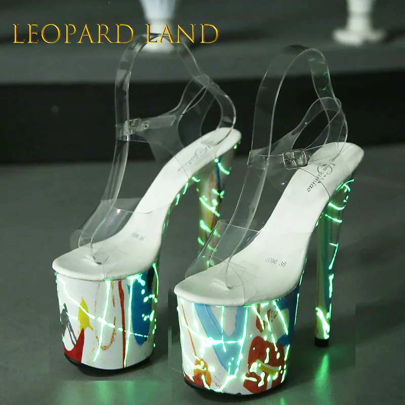 

Leopard Land 1986 Series 20cm Heel 10cm Platform Colorful Fluorescence Sexy Women's Sandals 2022 New Sexy Clear Heels LFD