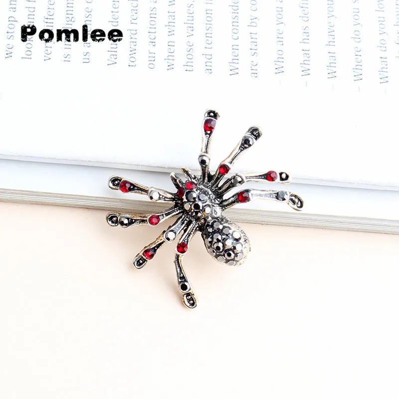 Pomlee черный красный Человек Паук Броши с насекомыми для женщин сверкающие стразы