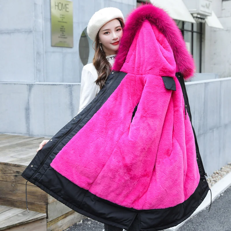 SWREDMI Толстая теплая зимняя куртка Женское зимнее пальто с меховой подкладкой