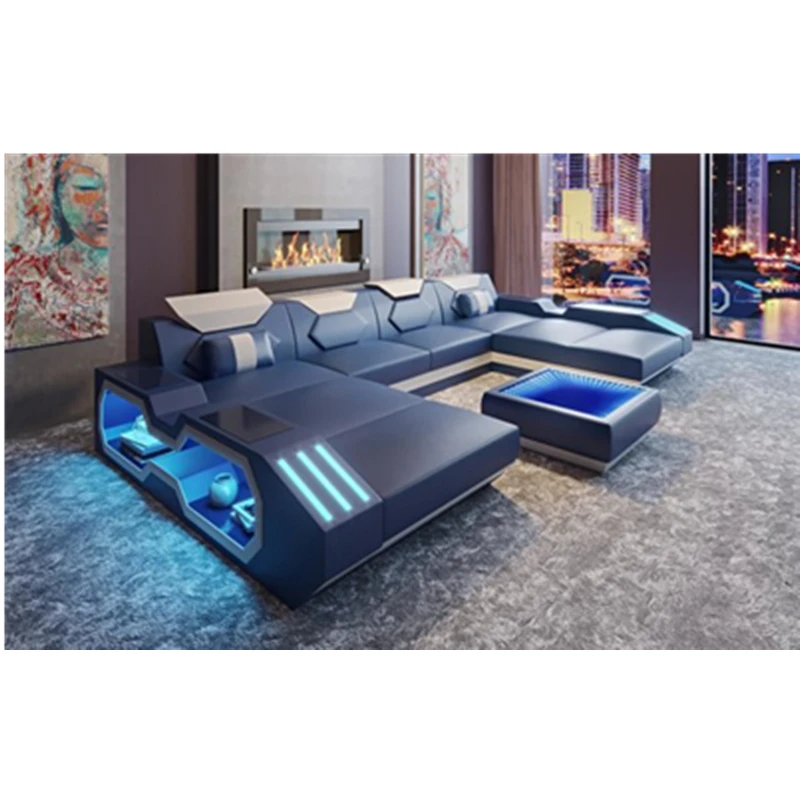 Оптовая Продажа Мебель для гостиной дешевый кожаный угловой диван набор 7