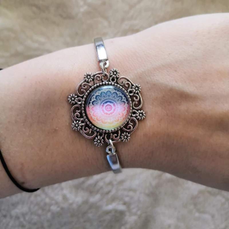 Стеклянный кабошон TAFREE ручной работы геометрический священный браслет Хиппи