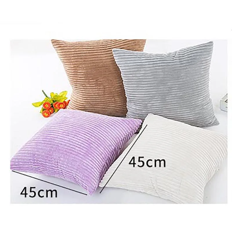 

Solid Color Plush Cushion Cover Striped Decorative Pillowcase Soft Comfortable Sofa Pillow Covers Living Room Bedroom Home Decor