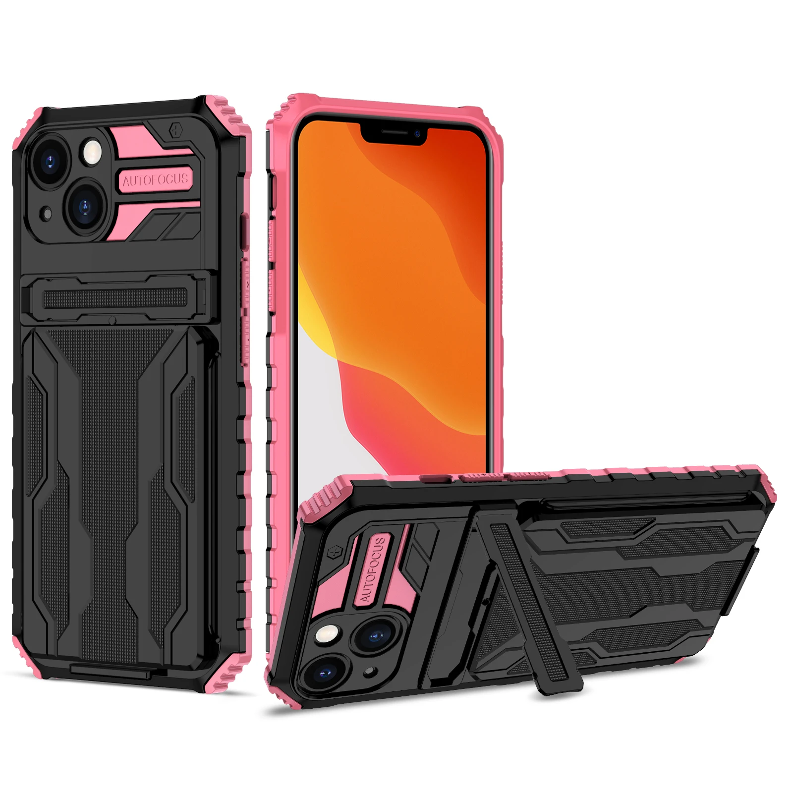 

Phone Case For iPhone 8 7 Plus SE 2020 X XR XS 12 13 11 Pro Max Mini Anti fall Armor Sliding Card Package Bring Bracket PC Cover