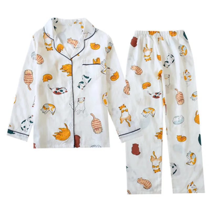 Женский пижамный комплект из 100% хлопка милая Домашняя одежда с забавным принтом