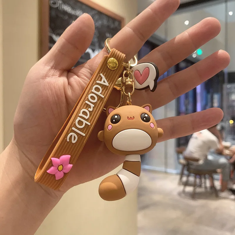 

2020 Cute Big Tail Cat Keychain Cartoon Lovely Bright Eyes Key Chain Beautiful Bag Pendant Accessories Keyring Lovers Gifts
