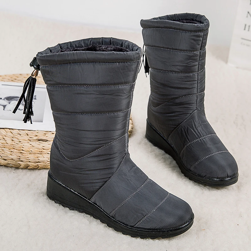 

New Snow Boots Waterproof Tassel Boots For Women Female Winter Solid Color Shoes Ladies Plush Warm Women Winter Boots