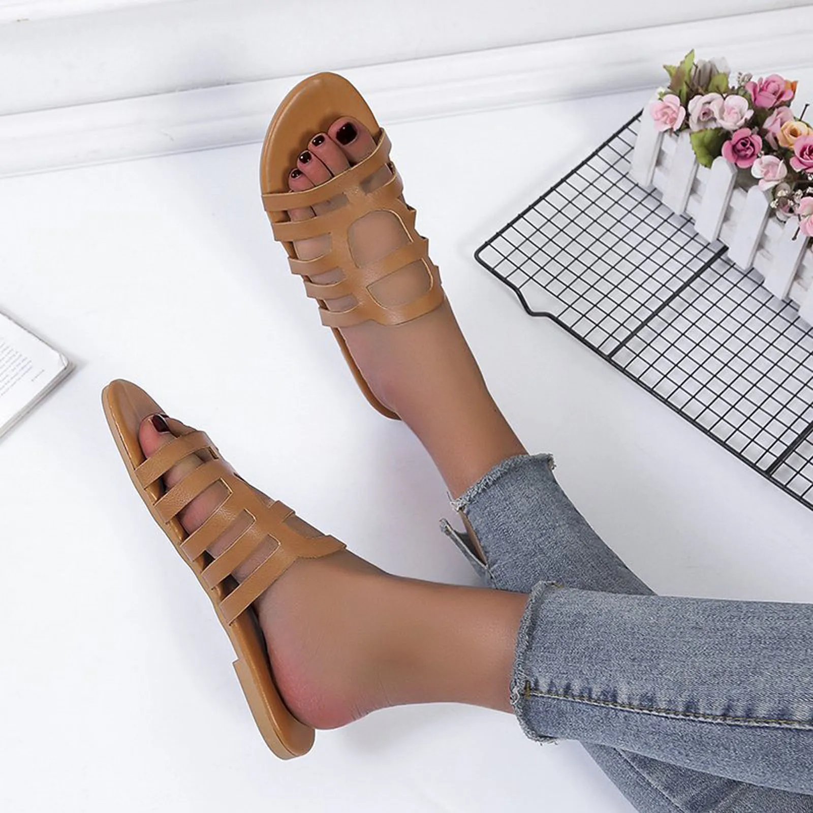 

Summer Sandals Solid Color Hollow Out Non-slip Women's Sandals Women's Shoes Flip Flops Women's Slippers