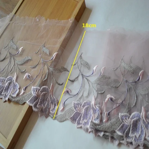 1Y Красный~ синий~ Розовый~ оранжевый~ фиолетовый и т. Д. Марлевая цветная Цветочная вышивка кружевная Высококачественная лента с кружевной вышивкой - Цвет: 13