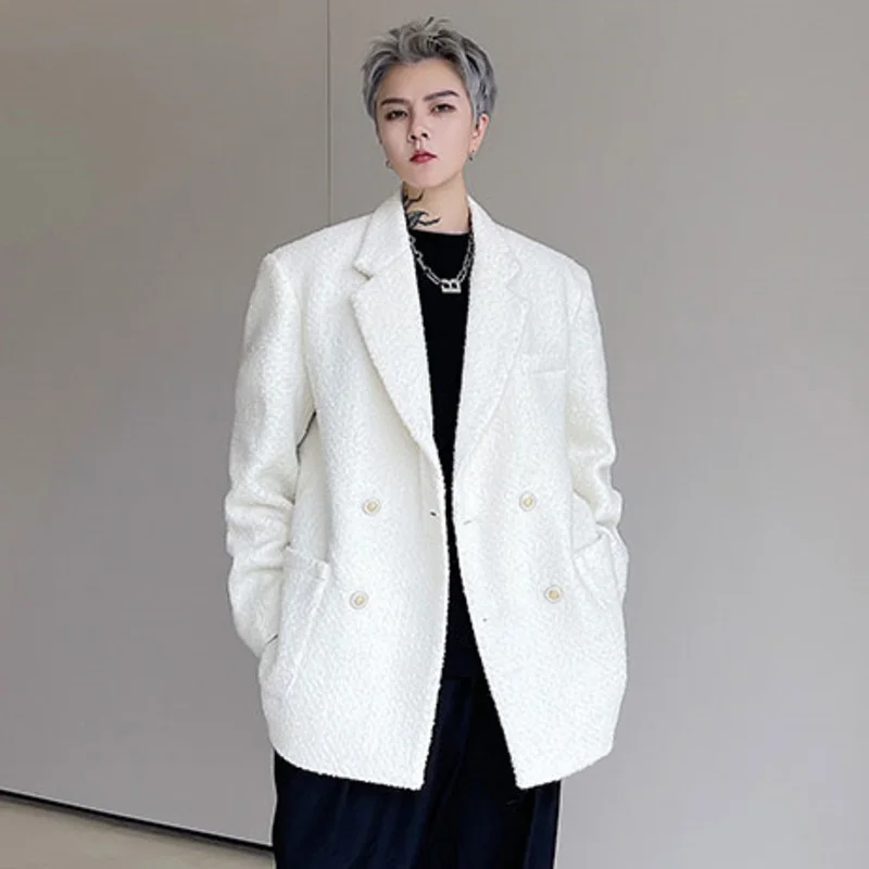 

Мужская одежда, модный плотный зимний твидовый пиджак, мужской новый двубортный пиджак с отложным воротником и длинным рукавом, мужской пид...