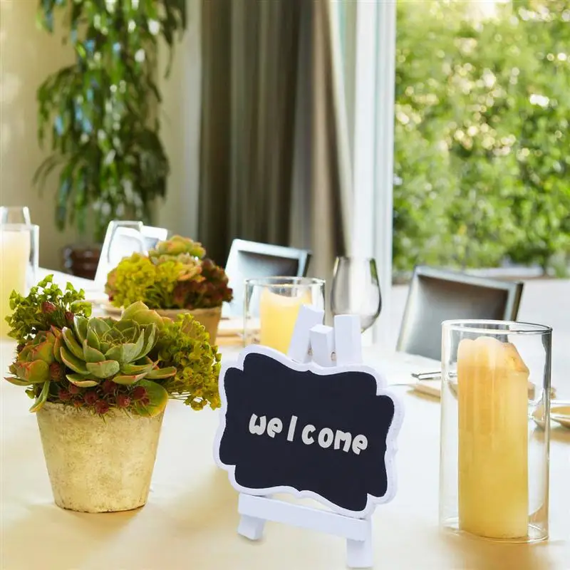 

10 Pcs Mini Chalkboards Blackboard DIY home decoration small bracket Message Board Signs Message Board (Black + White)