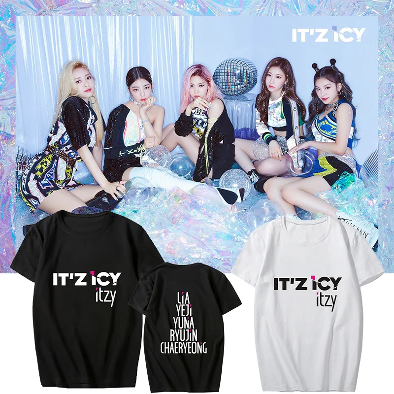 K pop ITZY альбом &ltIT'z ICY&gt поддерживающая Футболка Kpop футболка с коротким рукавом