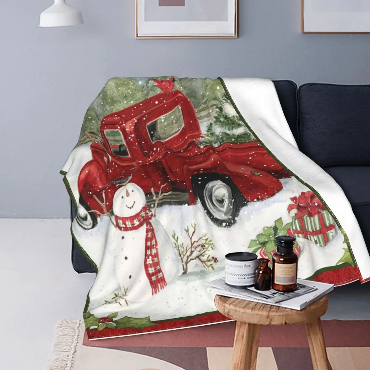 

Manta de lana для домашнего использования, manta caplida de видоискатель красный, муньeco de nieve, Feliz Navidad, ael Nuevo, Vintage, primavera и отоние