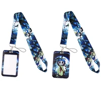 j2789 cartoon horror ghost mother neck strap lanyard for key phone usb diy hang rope with card holder