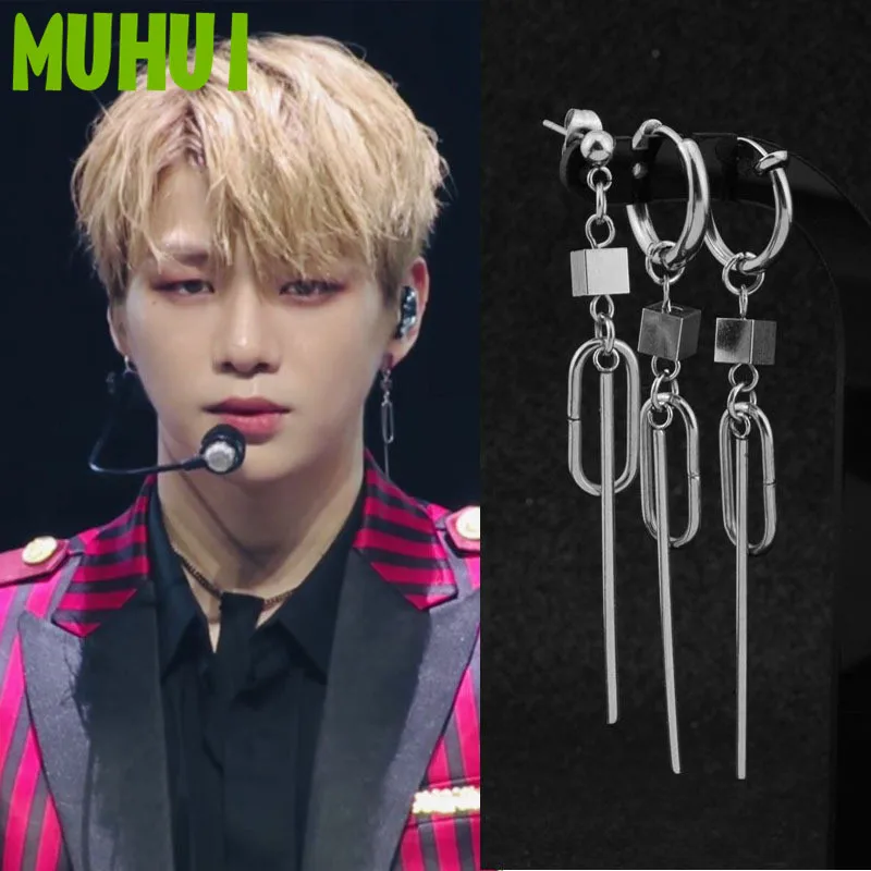1 шт. серьги в стиле Kpop want ONE Kang Daniel геометрические из нержавеющей стали мужские