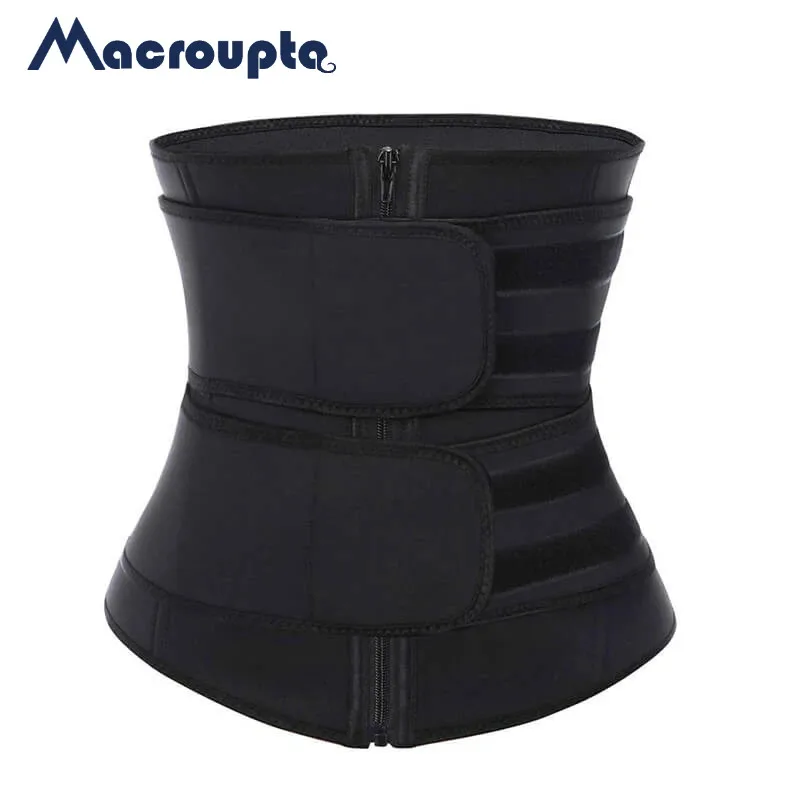 

2021 New women Waist Trainer Fitness Sauna Sweat Neoprene Slimming Belt Girdle Shapewear Modeling Strap Zipper Body Shaper