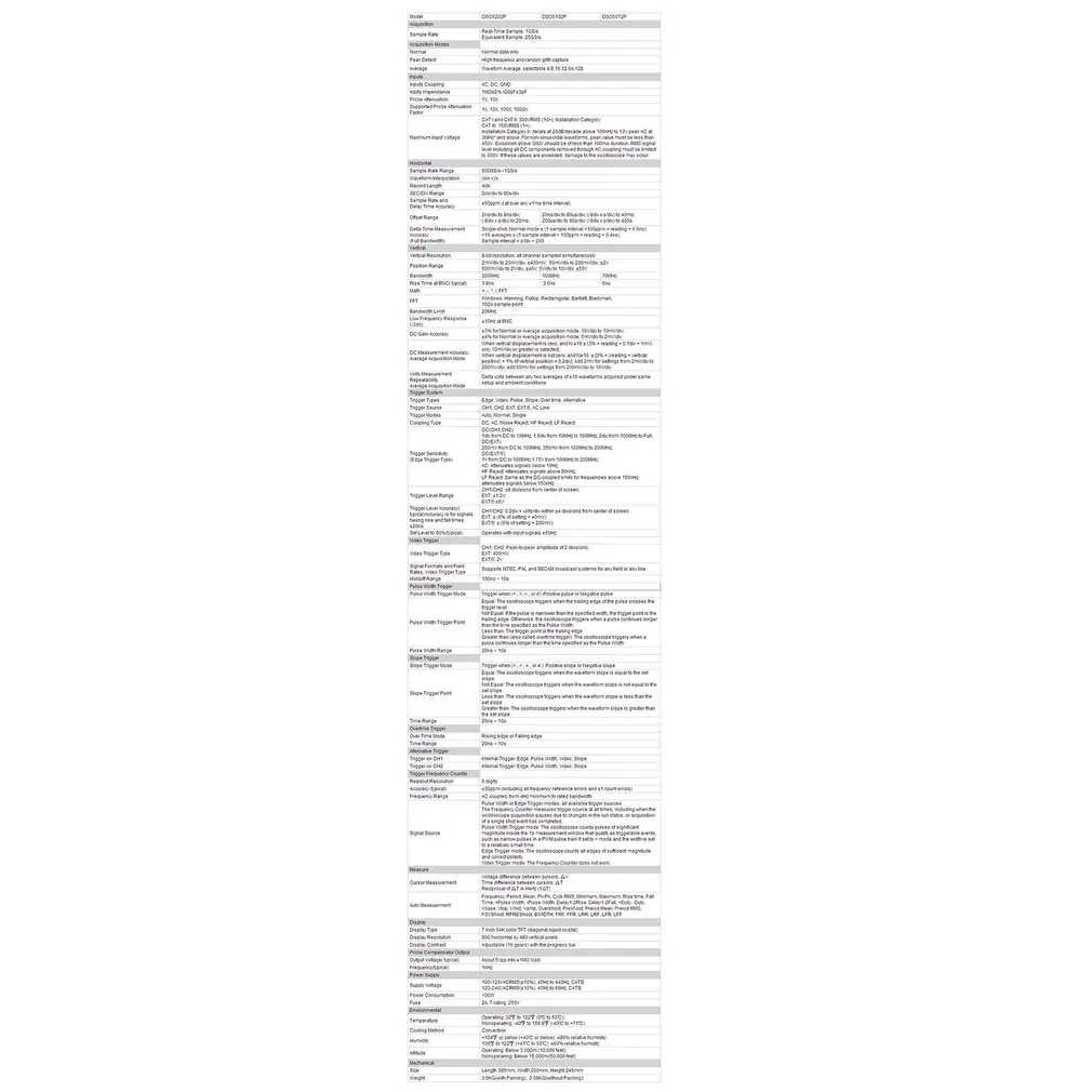 Цифровой осциллограф Hantek Портативный 100 МГц/200 МГц 2-канальный 1 Гвыб/с длина