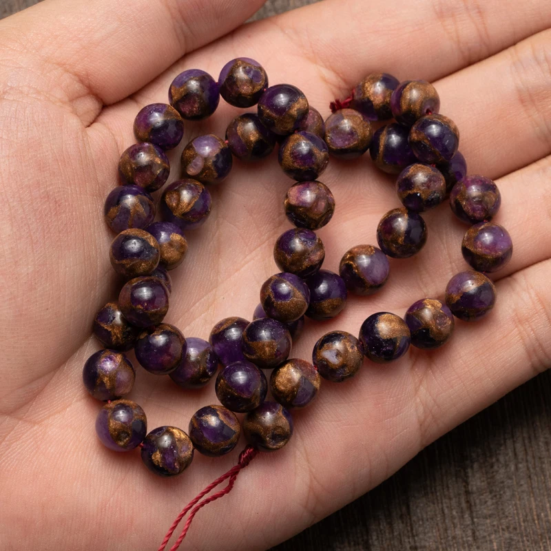 

Wholesale Natural Purple Cloisonne Stone Beads Round Loose Beads 4 6 8 10 12mm DIY Making Bracelet Necklace Jewelry Accessories