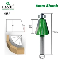 lavie 1pc 8mm shank chamfer router bit 15 degree bevel edging milling cutter for wood woodorking machine tools mc02110 15