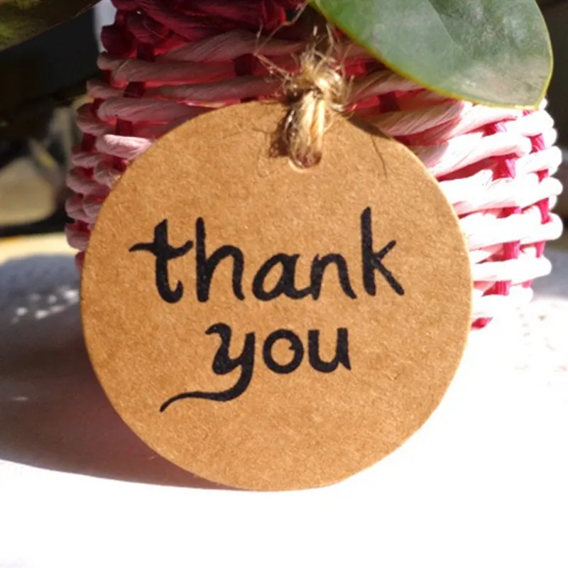 100 шт. спасибо круглые бирки из крафт-бумаги 4 см подарочные этикетки открытки