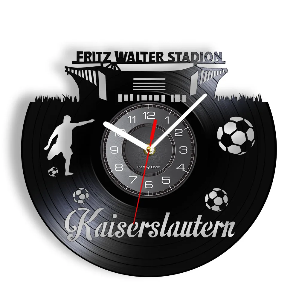 Ksiserslautern City Landmark Re-purposed Record Clock For Sports Room Germany Football Stadium Artwork Decor Retro Timepieces