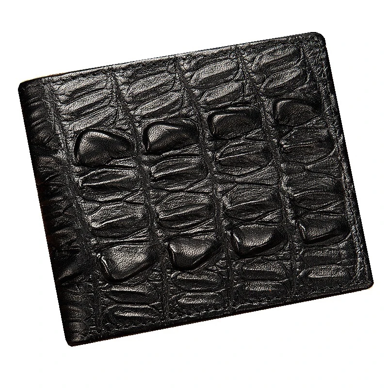 

Кошелек мужской из натуральной кожи, маленький бумажник в винтажном стиле, короткий клатч с узором под крокодиловую кожу, клатч для мелочи