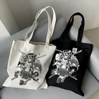 Кавайные повседневные вместительные женские сумки через плечо в стиле хип-хоп ins с японским аниме принтом, винтажная Холщовая Сумка медведя y2k в стиле Харадзюку, сумка для покупок