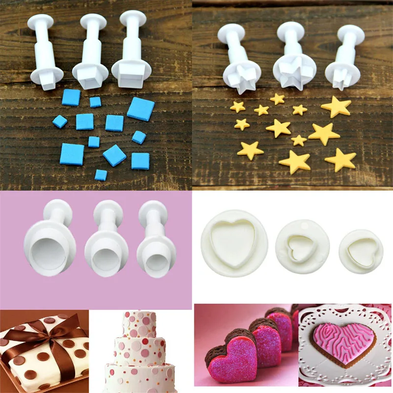3 шт./компл. резак для выпечки печенья выталкиватель штамп Плунжер рельефная