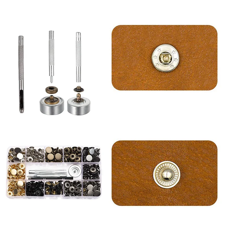 Кожа застежки кнопки комплект 12 5 мм Металлические Кнопки 4 Установка инструменты