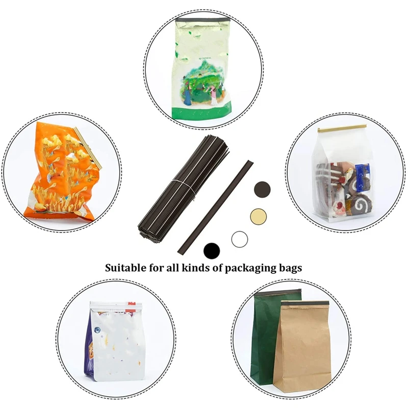 

200 Pieces Peel and Stick Tin Ties 5.5 Inch Coffee Bag Ties for Bag Sealing Strips and Food Storage
