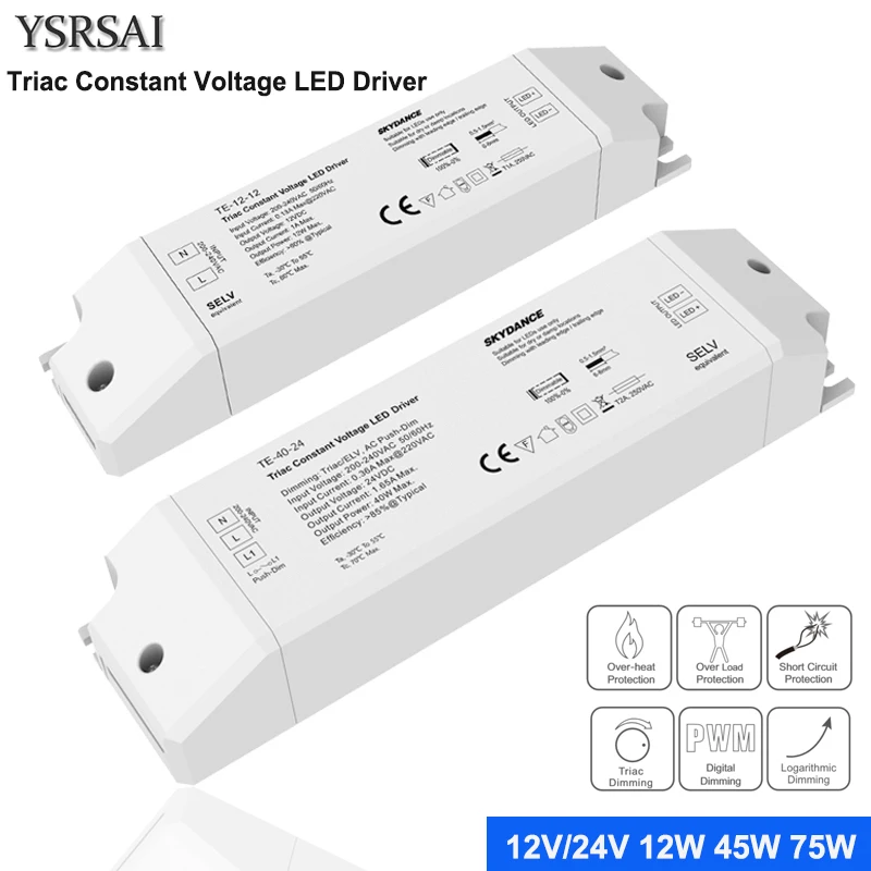 Emissor de Luz de Triac para a Luz 75w do Motorista do Diodo 220v à C.c. Tensão Constante Regulável Conduzida ac 12v 24v 12w 40w