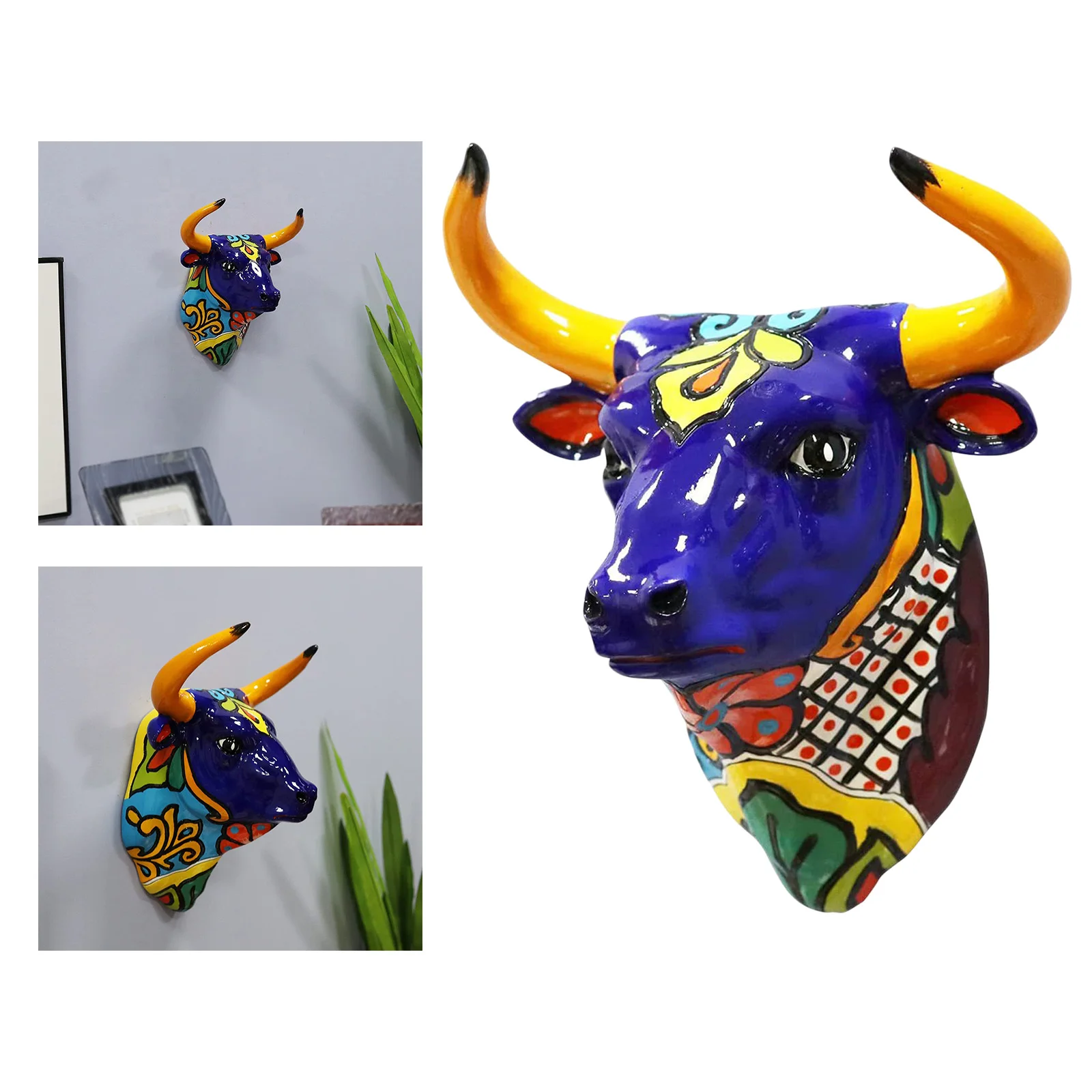 

Cow Head Wall Decor Antique Resin Bullhead Wall Sculpture Faux Resin Animal Head Statue Wall Hanging Centerpiece Ready Hanging